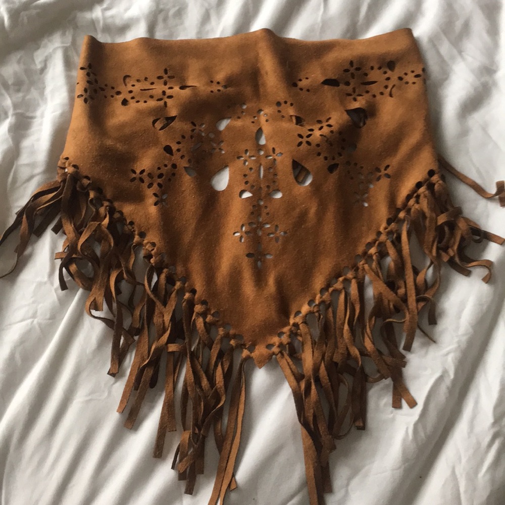 Cowboy Cool Francesca's Faux Suede Fringe Bandana